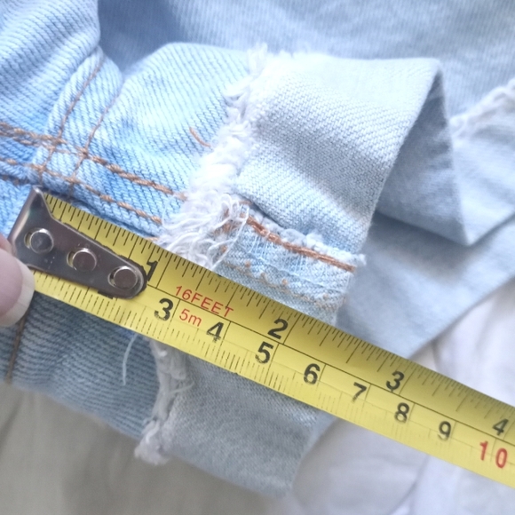 Zara Denim High Waisted Yellow Striped Jeans Shorts Sz 2 - Picture 12 of 16